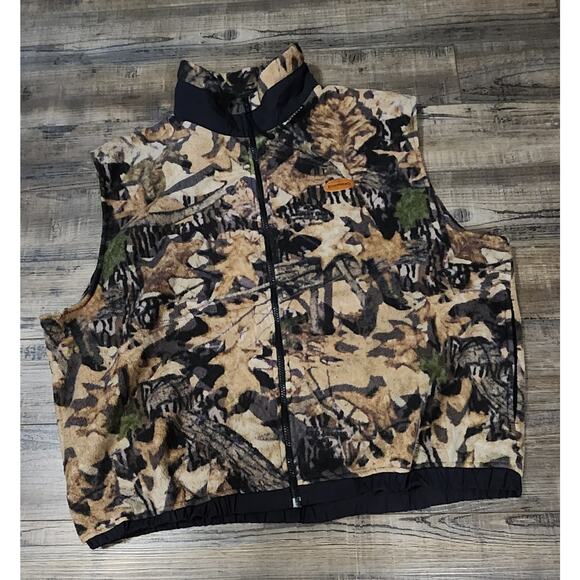 Pre-owned Browning Camoflauge Fleece Vest 2X With Leather Patch. 2150 - Picture 1 of 8